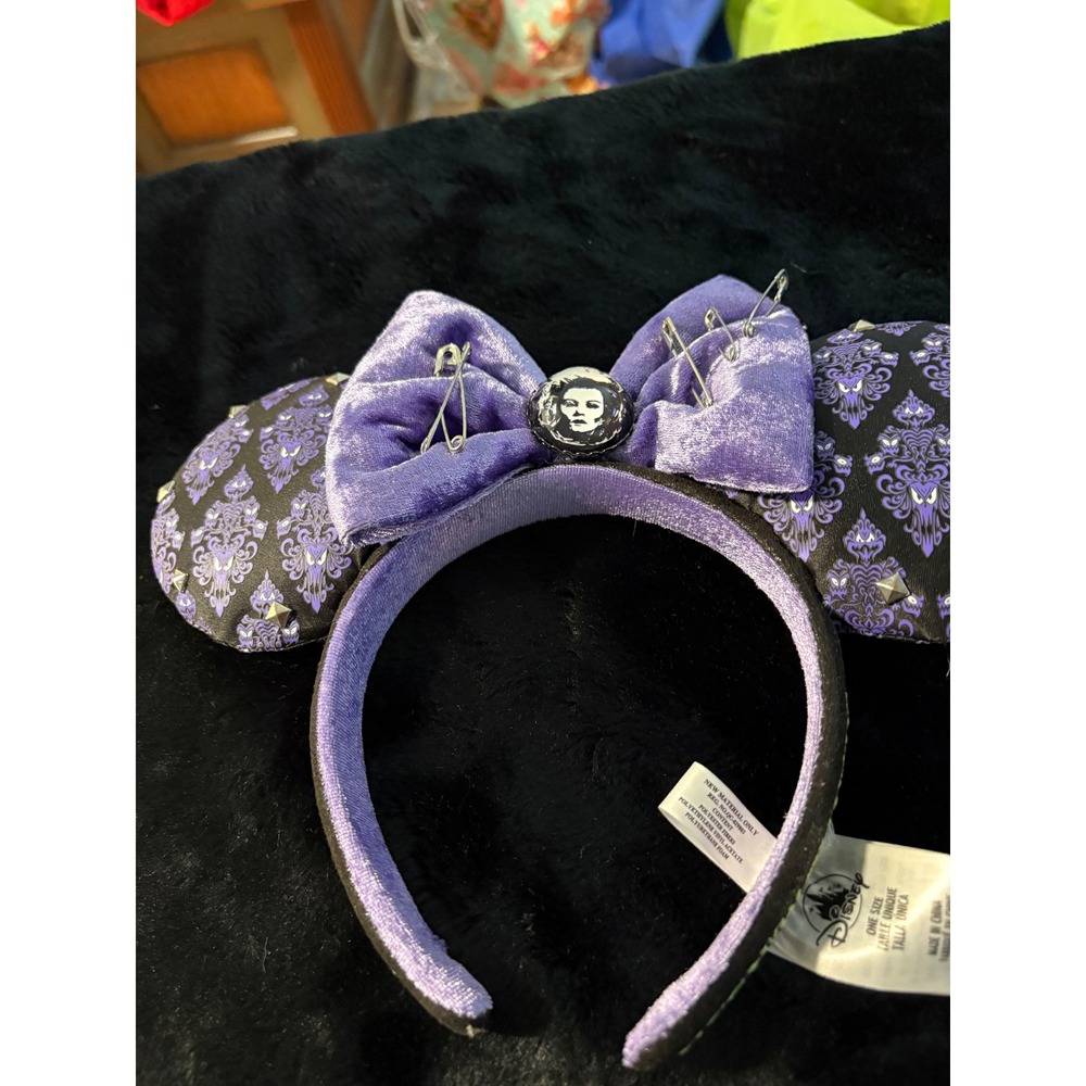 Disney Parks Haunted Mansion Minnie Mouse Ears Madame Leota Foolish Mortal Bow